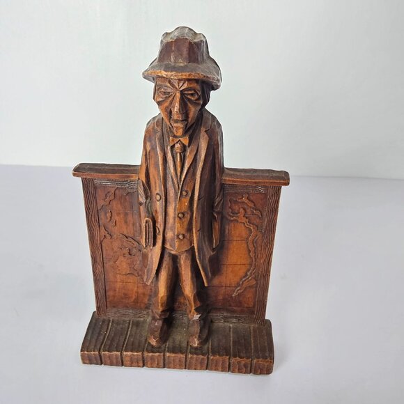 Syroco WOod Other - Vintage Syroco Wood Traveling Lawyer Man with Map Bookend, 1